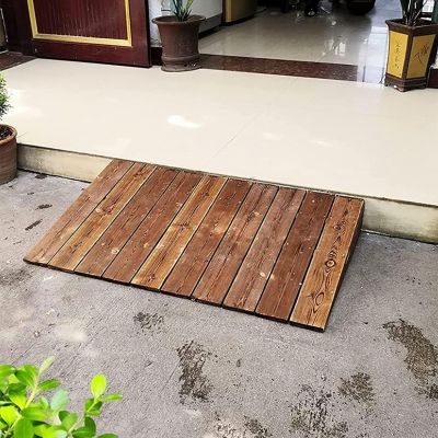ROBOTA Ramps, Wooden Threshold Ramp for Doorways Wheelchair Walkers Car Motorcycle Entry Transition Ramp for Home/Front(Size: 60x50x10cm)