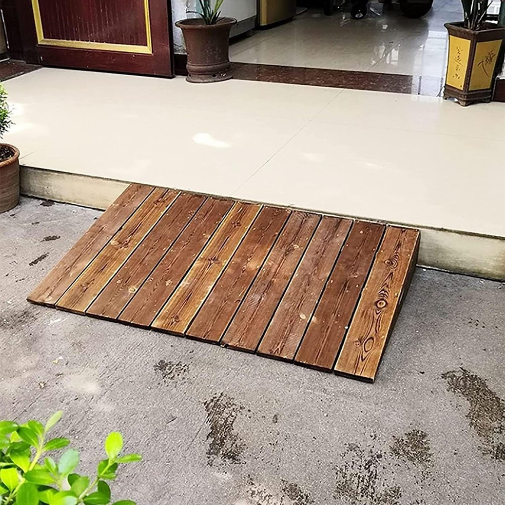 ROBOTA Ramps, Wooden Threshold Ramp for Doorways Wheelchair Walkers Car Motorcycle Entry Transition Ramp for Home/Front(Size: 60x50x10cm)