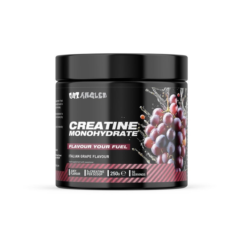 Out Angled Creatine Monohydrate Powder, Italian Grape, 50 Servings, Micronised for Easy Mixing, Muscle Growth, Muscle Recovery and Strength Performance