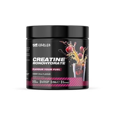 Out Angled Creatine Monohydrate Powder, Cherry Cola, 50 Servings, Micronised for Easy Mixing, Muscle Growth, Muscle Recovery and Strength Performance