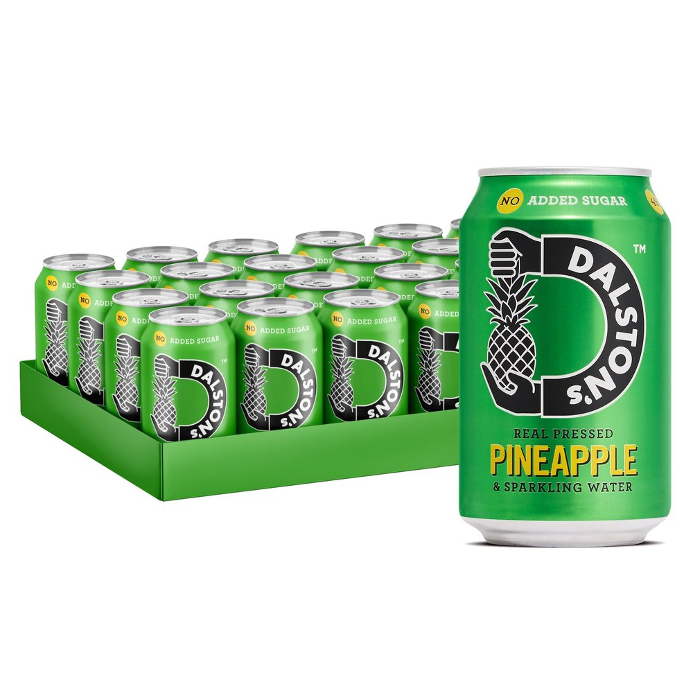 Dalston's Sparkling Pineapple Soda (24 x 330ml) - Real Pressed Pineapple & Sparkling Water - 49 Kcal - No Added Sugar - No Artificial Sweeteners - Healthy Alternative - Low Calorie - Vegan