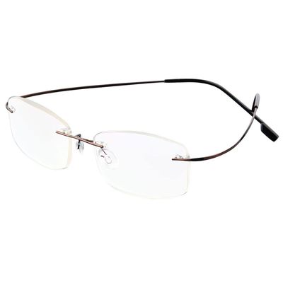 ABETOS Titanium Rimless Reading Glasses for Men Women Frameless Metal Small Rectangular Readers Lightweight Fashion Computer Eyeglasses for Reading, Brown 1.5