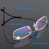 ABETOS Titanium Rimless Reading Glasses for Men Women Frameless Metal Small Rectangular Readers Lightweight Fashion Computer Eyeglasses for Reading, Brown 1.5 view 2
