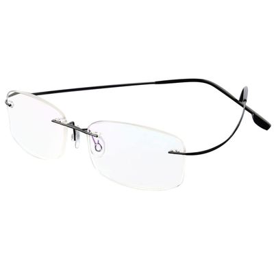 ABETOS Titanium Rimless Reading Glasses for Men Women Frameless Metal Small Rectangular Readers Lightweight Fashion Computer Eyeglasses for Reading, Black 1.0