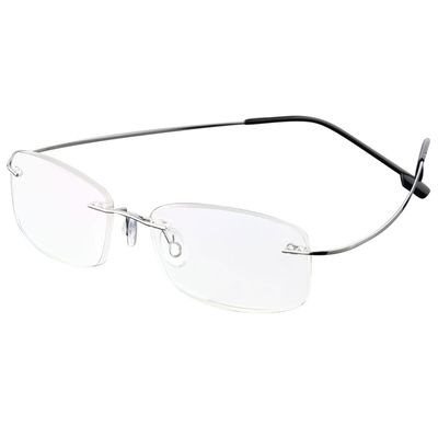 ABETOS Titanium Rimless Reading Glasses for Men Women Frameless Metal Small Rectangular Readers Lightweight Fashion Computer Eyeglasses for Reading, Silver 1.5