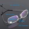 ABETOS Titanium Rimless Reading Glasses for Men Women Frameless Metal Small Rectangular Readers Lightweight Fashion Computer Eyeglasses for Reading, Silver 1.5 view 2