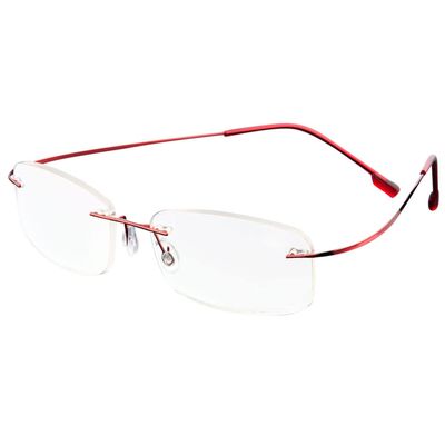 ABETOS Titanium Rimless Reading Glasses for Men Women Frameless Metal Small Rectangular Readers Lightweight Fashion Computer Eyeglasses for Reading, Red 1.5