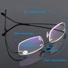 ABETOS Titanium Rimless Reading Glasses for Men Women Frameless Metal Small Rectangular Readers Lightweight Fashion Computer Eyeglasses for Reading, Black 1.5 view 2