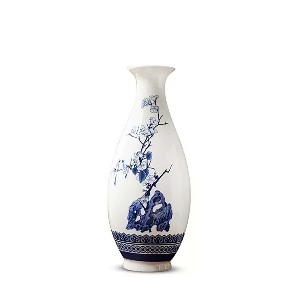 Blue and White Porcelain Ceramic Vase New Chinese Style Ornaments Study Porch TV Cabinet Home Decoration Porcelain