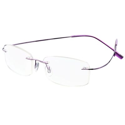 ABETOS Titanium Rimless Reading Glasses for Men Women Frameless Metal Small Rectangular Readers Lightweight Fashion Computer Eyeglasses for Reading, Purple 1.5