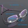 ABETOS Titanium Rimless Reading Glasses for Men Women Frameless Metal Small Rectangular Readers Lightweight Fashion Computer Eyeglasses for Reading, Purple 1.5 view 2