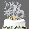 Mr & Mrs Cake Topper - Winter Snowflake Love Wedding, Bridal Shower, Engagement, Wedding Anniversary Party Decorations Supplies, Silver Glitter view 1