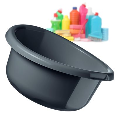 KADAX Round Bowl 15L, Plastic Washing Up Bowl for Kitchen and Bathroom, Large Basin for Washing Dishes, Soaking Laundry and House Cleaning (Dark Grey)