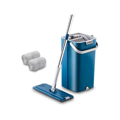 2020 latest Mop Set Hands Free Wash Cleaning Tools Floor Cleaner Microfiber Mops With Bucket Kitchen Clean Flat Squeeze Mop (D)