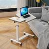 TigerDad Over Bed Table with Wheels Adjustable | Rolling Laptop Table Overbed Desk Hospital Tray Table Sofa Chair Side Table for Home Office (White) view 2