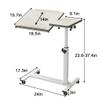 TigerDad Over Bed Table with Wheels Adjustable | Rolling Laptop Table Overbed Desk Hospital Tray Table Sofa Chair Side Table for Home Office (White) view 3