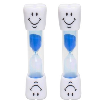 2 x Kids Toothbrush Timer ~ 3 Minute Smile Sand Timer for Brushing Children's Teeth (2 Blue)