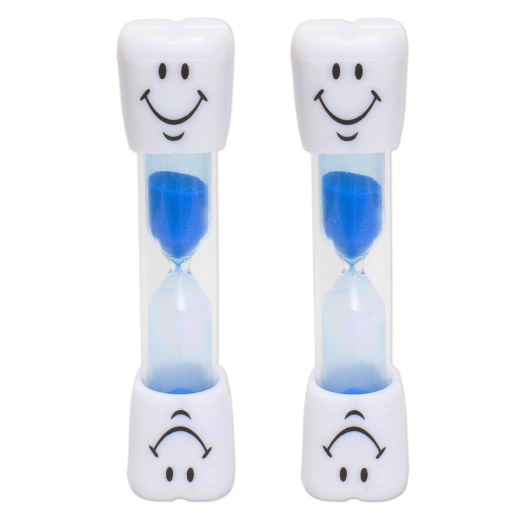2 x Kids Toothbrush Timer ~ 3 Minute Smile Sand Timer for Brushing Children's Teeth (2 Blue)