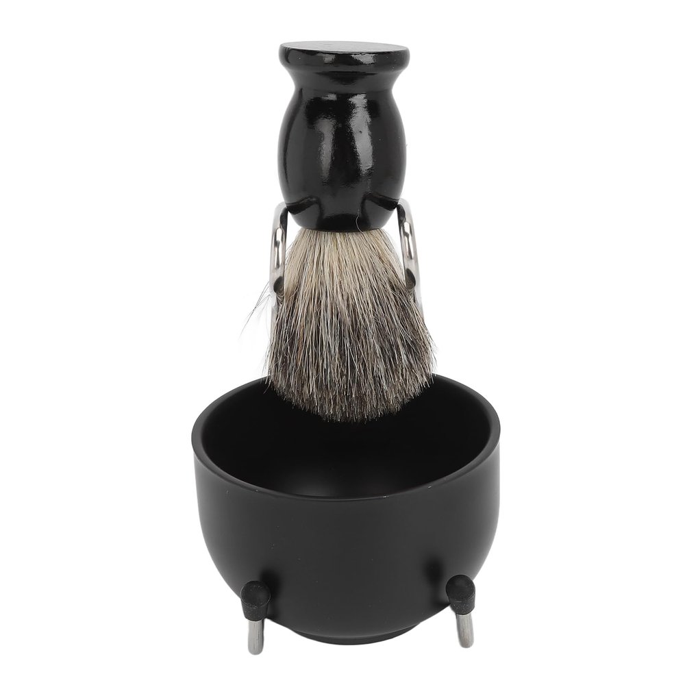 Beard Shave Set with Brush Stand & Foam Bowl - Compact, Space Saving, Stable Base - Universal Fit - Premium Material - Ideal for Barber, Hotel, Home