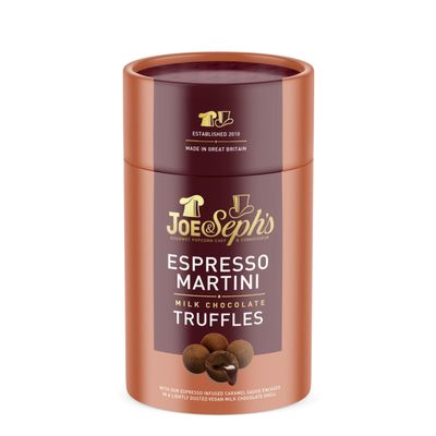 Joe & Seph's Espresso Martini Milk Chocolate Truffles Gift Box (1x100g), Luxury Cocoa-Dusted Chocolate, smooth salted caramel, gifts for men and women, chocolate gift