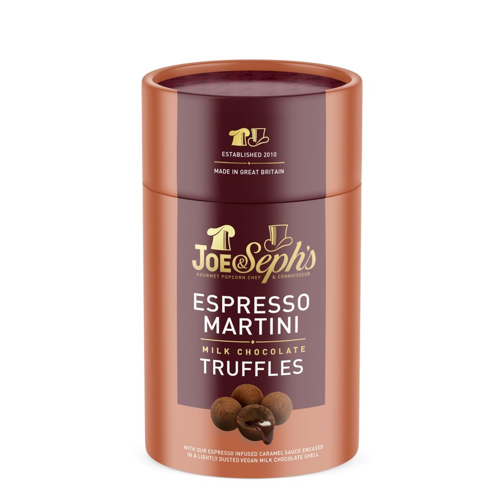 Joe & Seph's Espresso Martini Milk Chocolate Truffles Gift Box (1x100g), Luxury Cocoa-Dusted Chocolate, smooth salted caramel, gifts for men and women, chocolate gift