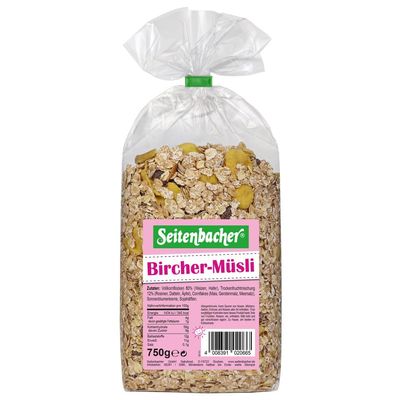 Seitenbacher Bircher Muesli I Whole Grain Cereals I Wheat I Oats I Corn Flakes I Raisins I 3 x 750 g