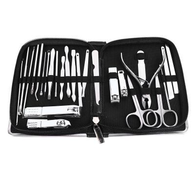 Versatile 26Pcs Stainless Steel Eyebrow Tweezers Nail Clipper Kit, Multifunctional for Home Use