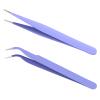 Ainiv 2Pcs Straight Curved Tweezers, Lash Tweezer, Stainless Steel Pointed Tweezers Kit, Sticker Tweezer Tool for Eyelash Extensions, DIY Crafts, Nail Art, Jewelry Making (Purple) view 1