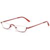 ABETOS Half Moon Reading Glasses Half Frame Semi Rimless Metal Strong Eyewear Spring Hinge Clear Lens Lightweight Fashion Computer Readers for Men Women, Red 3.0 view 1