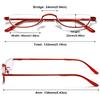 ABETOS Half Moon Reading Glasses Half Frame Semi Rimless Metal Strong Eyewear Spring Hinge Clear Lens Lightweight Fashion Computer Readers for Men Women, Red 3.0 view 2