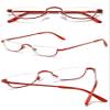 ABETOS Half Moon Reading Glasses Half Frame Semi Rimless Metal Strong Eyewear Spring Hinge Clear Lens Lightweight Fashion Computer Readers for Men Women, Red 3.0 view 3