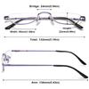 ABETOS Half Moon Reading Glasses Half Frame Semi Rimless Metal Strong Eyewear Spring Hinge Clear Lens Lightweight Fashion Computer Readers for Men Women, Purple 2.0 view 2