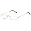 ABETOS Half Moon Reading Glasses Half Frame Semi Rimless Metal Strong Eyewear Spring Hinge Clear Lens Lightweight Fashion Computer Readers for Men Women, Gold 3.0 view 1