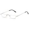 ABETOS Half Moon Reading Glasses Half Frame Semi Rimless Metal Strong Eyewear Spring Hinge Clear Lens Lightweight Fashion Computer Readers for Men Women, Silver 1.25 view 1