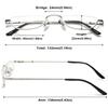 ABETOS Half Moon Reading Glasses Half Frame Semi Rimless Metal Strong Eyewear Spring Hinge Clear Lens Lightweight Fashion Computer Readers for Men Women, Silver 1.25 view 2
