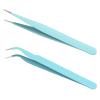 Ainiv 2Pcs Straight Curved Tweezers, Lash Tweezer, Stainless Steel Pointed Tweezers Kit, Sticker Tweezer Tools for Eyelash Extensions, DIY Crafts, Nail Art, Jewelry Making (Blue) view 1