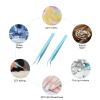 Ainiv 2Pcs Straight Curved Tweezers, Lash Tweezer, Stainless Steel Pointed Tweezers Kit, Sticker Tweezer Tools for Eyelash Extensions, DIY Crafts, Nail Art, Jewelry Making (Blue) view 3