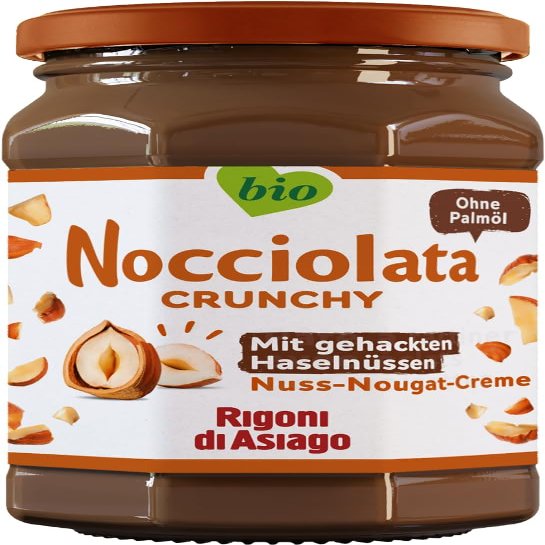 Rigoni di Asiago Nocciolata Crunchy, 1 x 250 g, Hazelnut Cream without Palm Oil, Nut Nougat Cream without Palm Oil, Delicious Bread Spread