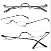 ABETOS Half Moon Reading Glasses Half Frame Semi Rimless Metal Strong Eyewear Spring Hinge Clear Lens Lightweight Fashion Computer Readers for Men Women, Black 2.25 view 3