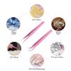 Ainiv 2Pcs Straight Curved Tweezers, Lash Tweezer, Stainless Steel Pointed Tweezers Kit, Sticker Tweezer Tools for Eyelash Extensions, DIY Crafts, Nail Art, Jewelry Making (Pink) view 3