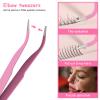Ainiv 2Pcs Straight Curved Tweezers, Lash Tweezer, Stainless Steel Pointed Tweezers Kit, Sticker Tweezer Tools for Eyelash Extensions, DIY Crafts, Nail Art, Jewelry Making (Pink) view 4