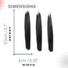 3pc Tweezer Set with Leather Pouch. Beauty Set Includes Flat Tipped, Fine Tip and Slanted tip Tweezers for Precise Hair Removal, Removing Splinters, Nail Art and More view 2