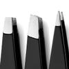 3pc Tweezer Set with Leather Pouch. Beauty Set Includes Flat Tipped, Fine Tip and Slanted tip Tweezers for Precise Hair Removal, Removing Splinters, Nail Art and More view 4