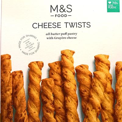 M&S Food Cheese Twist All Butter Puff Pastry with Gruyere Cheese -2 Pack in a Premier Life Store Box