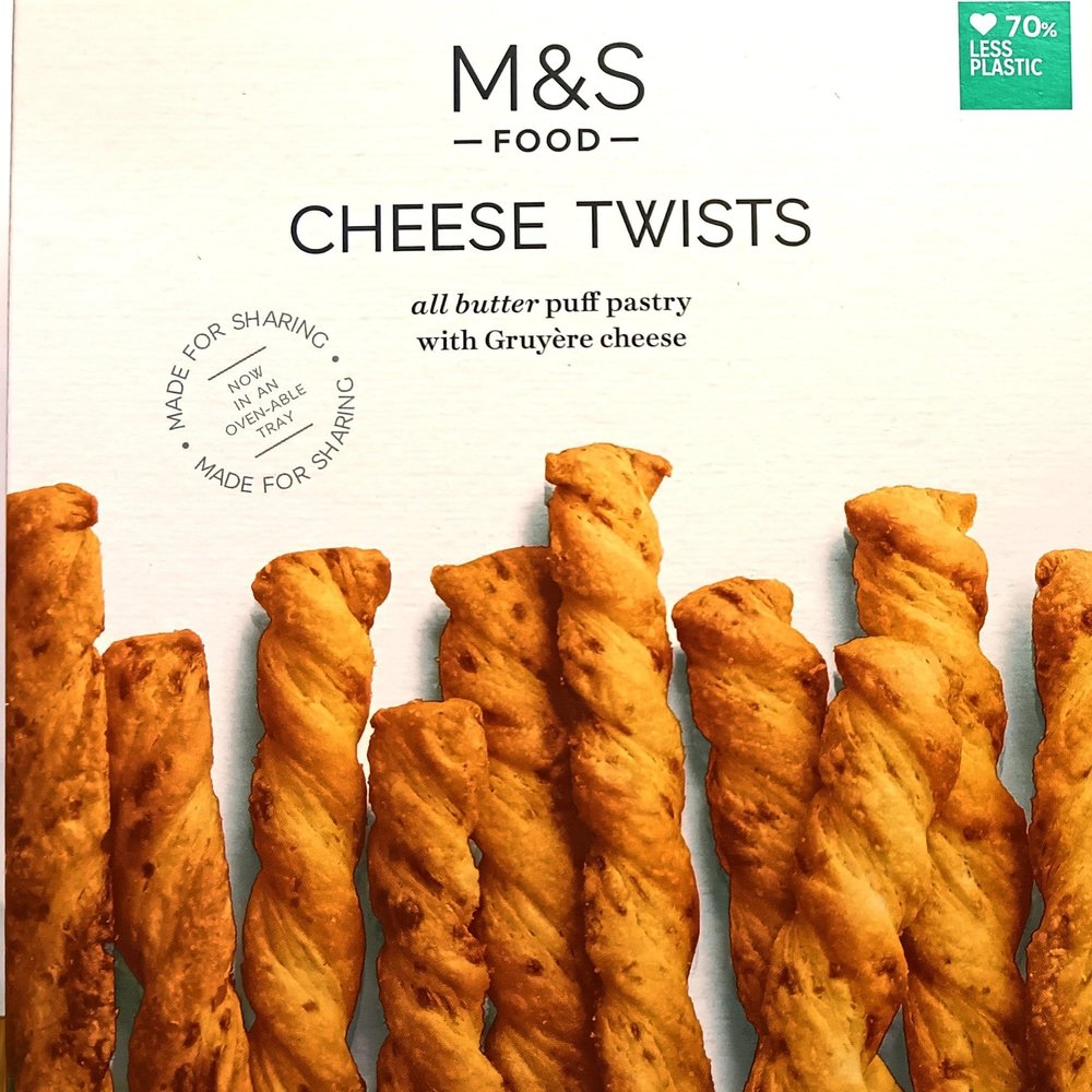 M&S Food Cheese Twist All Butter Puff Pastry with Gruyere Cheese -2 Pack in a Premier Life Store Box