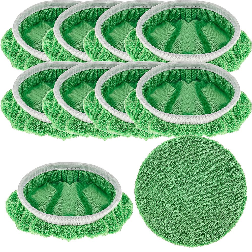 10Pcs Reusable Mop Refill Pads, Microfiber Mop Head Pads for 10-12 Inch Mop Machine Floor Mop Replacement Heads Washable Dry Wet Mop Pads for Home Kitchen Commercial Floor Cleaning