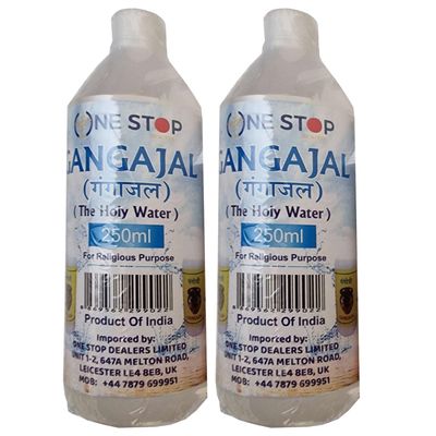 One Stop Dealers - Gangajal 250ml - Purified Holy Water from the Ganges for Spiritual Use - Sacred Ganges Water & Authentic Source (250ml (Pack of 2))