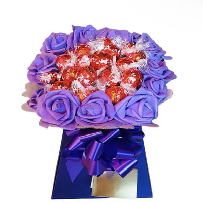 Purple Lindr Chocolate Hamper Bouquet Flowers Rose Red Birthday Gift Personalised