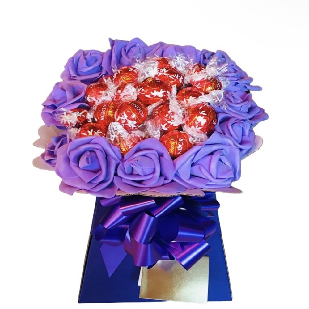 Purple Lindr Chocolate Hamper Bouquet Flowers Rose Red Birthday Gift Personalised