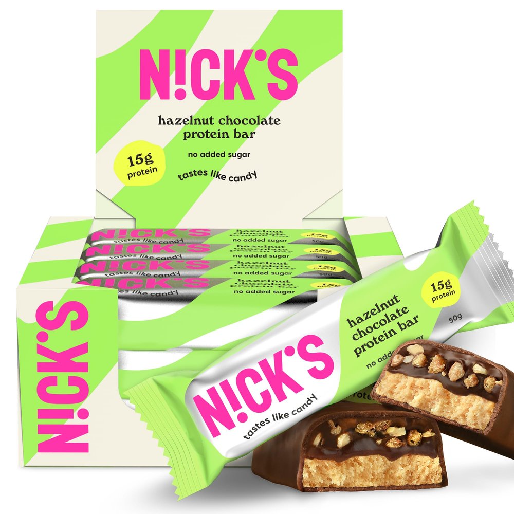 NICKS Keto Protein Bar Hazelnut Chocolate, 50g (12 Pack)